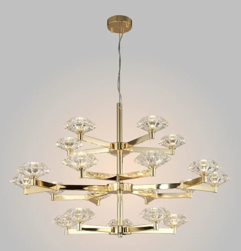 Люстра подвесная REBECA SP5+10+5 GOLD Crystal Lux прозрачная на 20 ламп, основание золотое в стиле современный фото 2